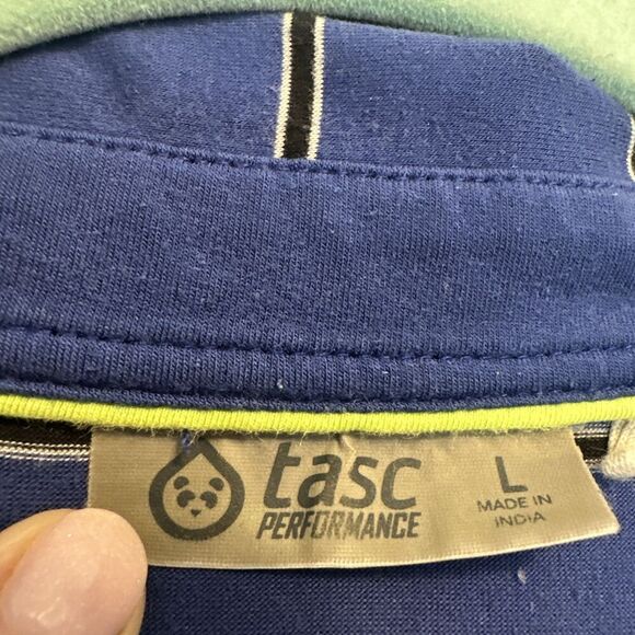 Tasc Performance Polo Shirt Mens Large Blue Striped Active Micro Modal Soft - Picture 3 of 8